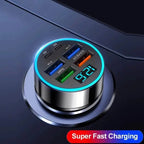 Fast Charging 6 Ports Car Charger Adapter with 4 USB + 2 Type - C 40W QC3.0 - Dynamic Power Supply - Automotive