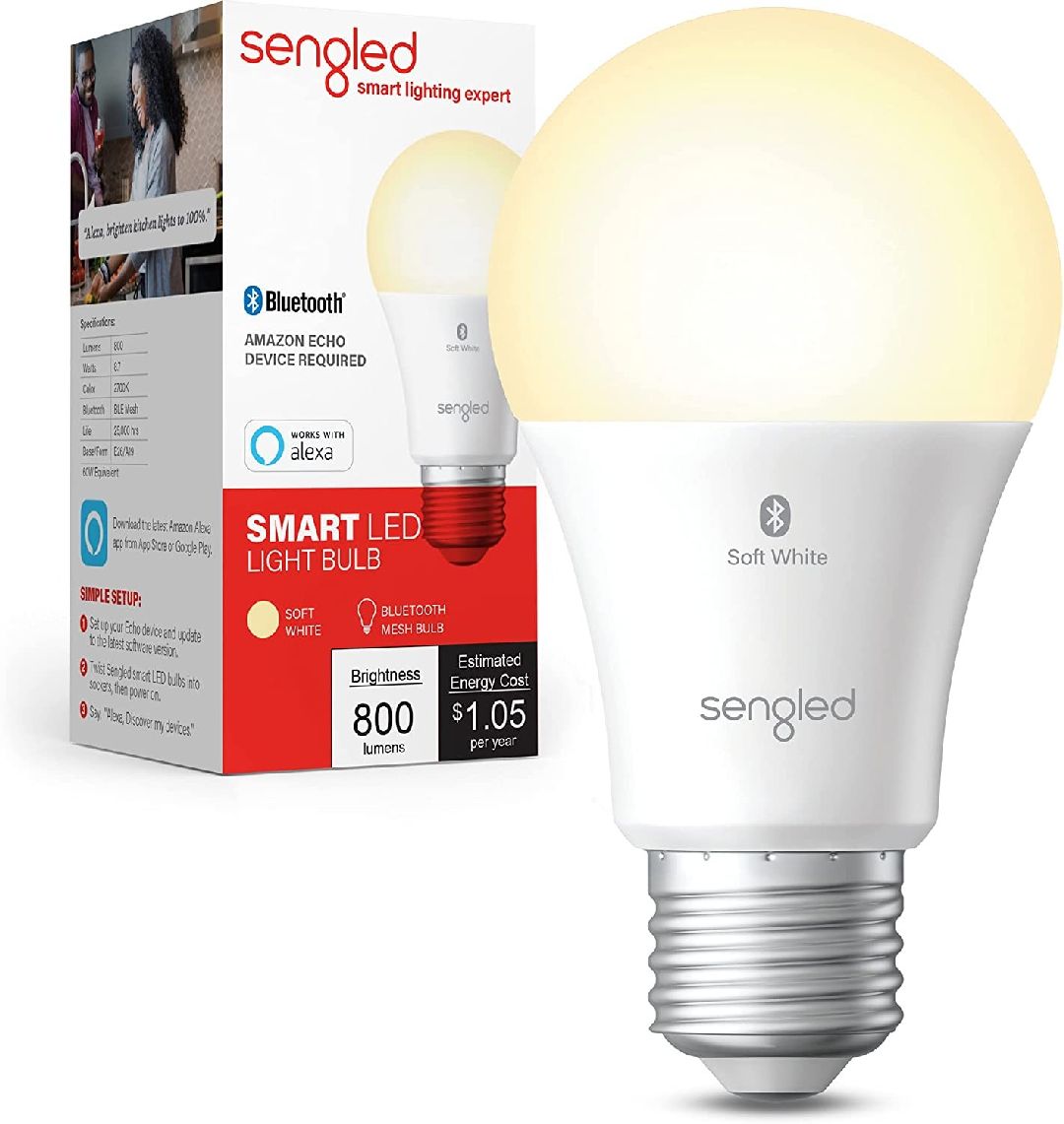 LED Smart Light Bulb, Alexa Compatible - Dynamic Power Supply - Smart Light Bulb