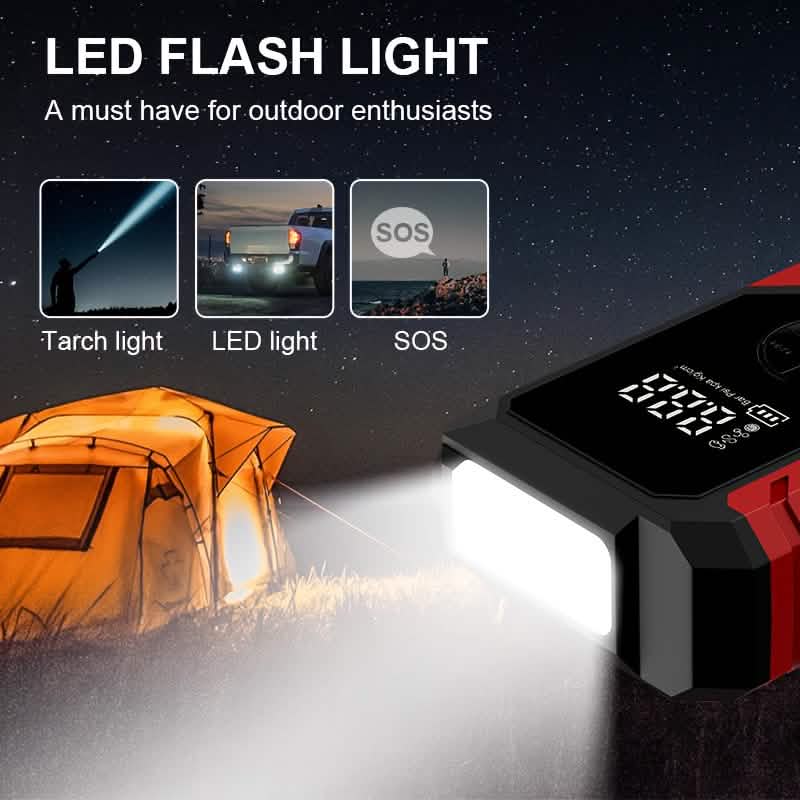 Portable 12V Car Jump Starter, Battery Charger, Air Pump (LED Display) - Dynamic Power Supply - Automotive