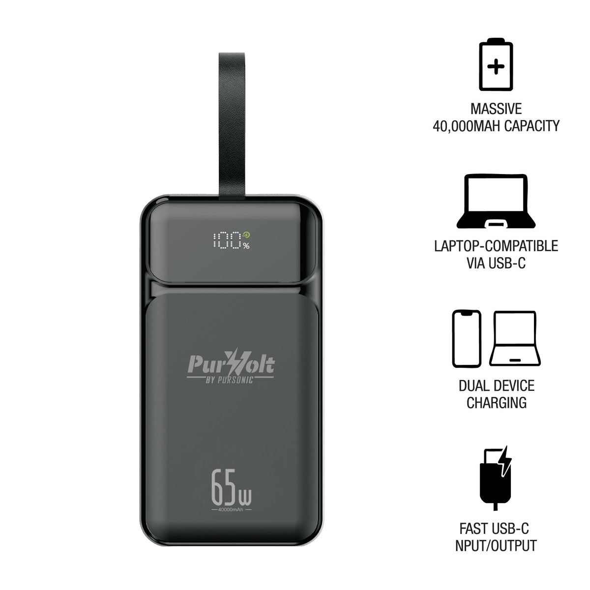 PurVolt 40,000mAh Ultra High-Capacity Power Bank – Powering Laptops, Phones & Beyond - Dynamic Power Supply - Power Bank