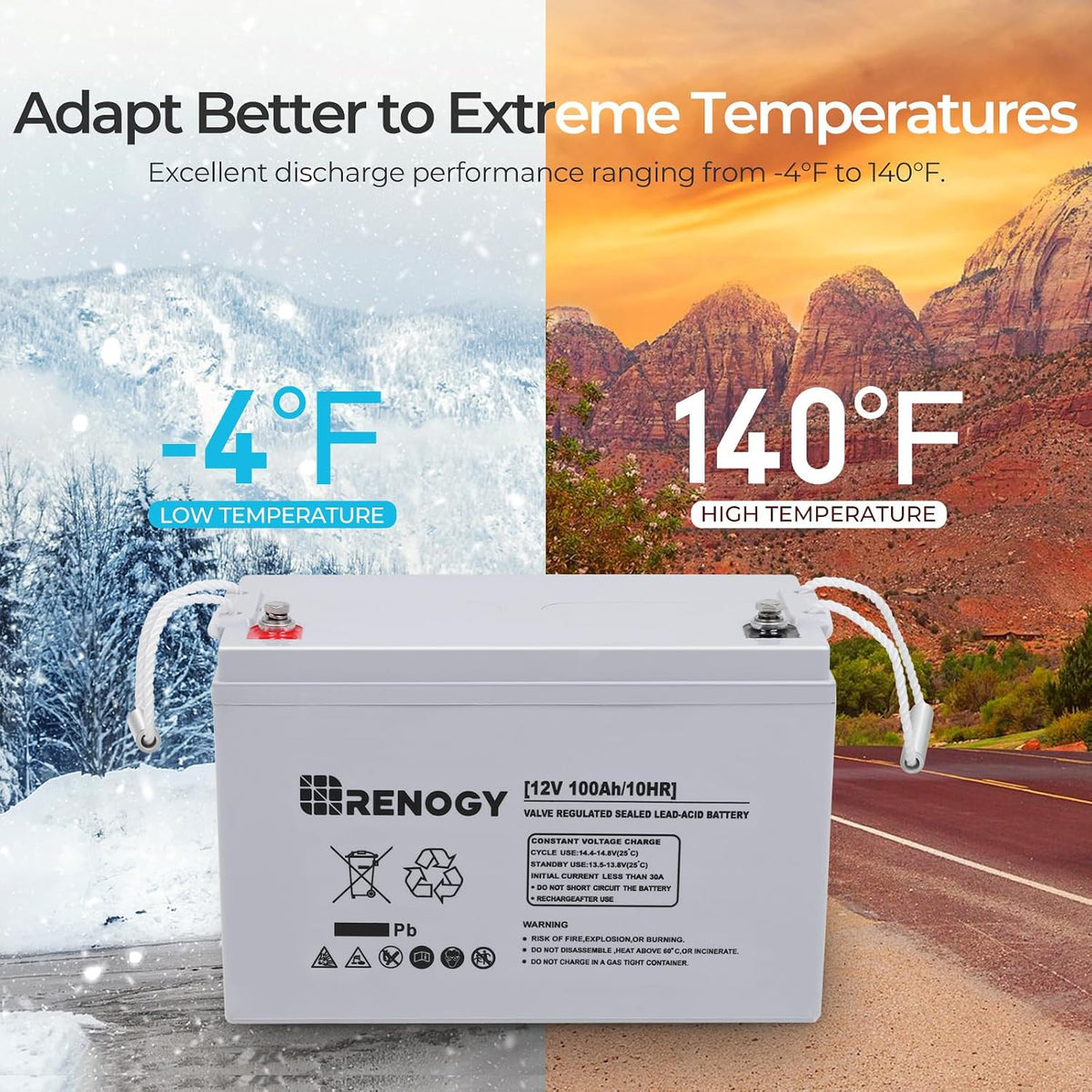Renogy 12V 100Ah Deep Cycle AGM Battery – Maintenance-Free Sealed Lead Acid Battery for RV, Marine, Solar & Off-Grid Power - Dynamic Power Supply - Deep Cycle Battery