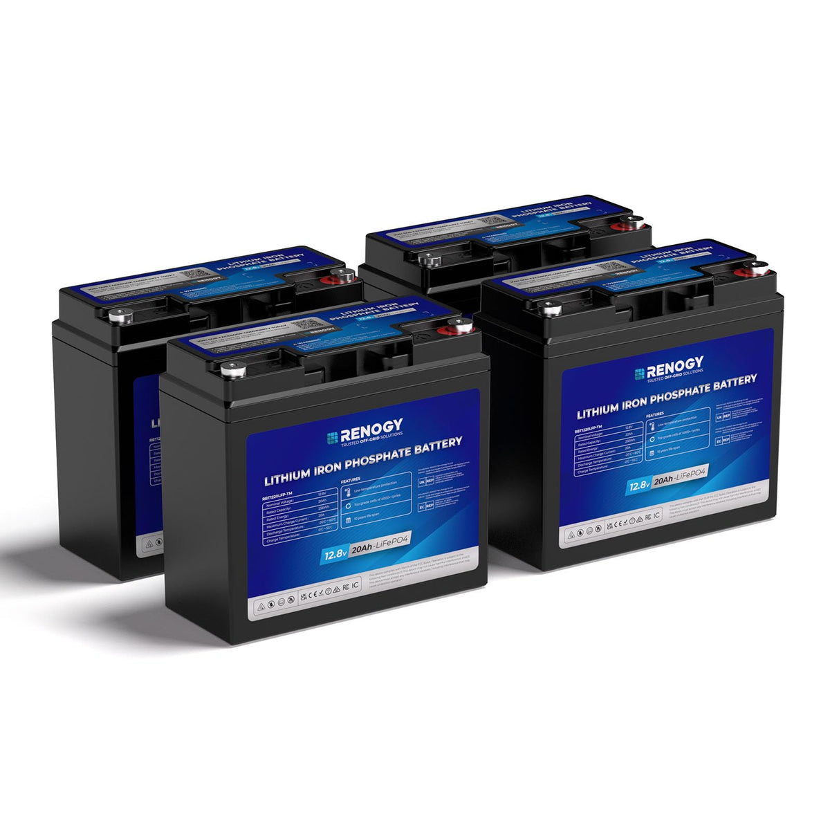 Renogy Rego 12V 20Ah LiFePO₄ Mini Battery – IP65 Waterproof Lithium Deep Cycle Battery with 20A BMS for Trolling Motors, Kayaks, Solar & Backup Power - Dynamic Power Supply - Deep Cycle Battery