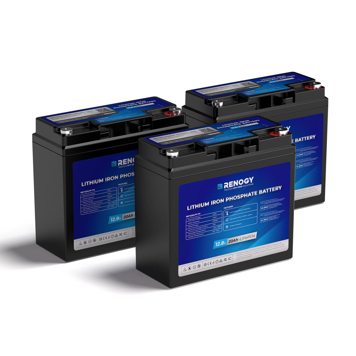 Renogy Rego 12V 20Ah LiFePO₄ Mini Battery – IP65 Waterproof Lithium Deep Cycle Battery with 20A BMS for Trolling Motors, Kayaks, Solar & Backup Power - Dynamic Power Supply - Deep Cycle Battery