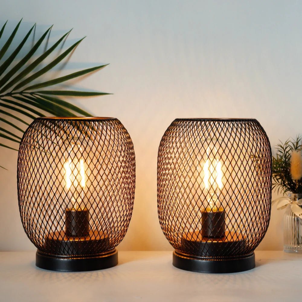 Set of 2 Tall Battery Powered Outdoor Table Lamp - Dynamic Power Supply - Battery operated lamps