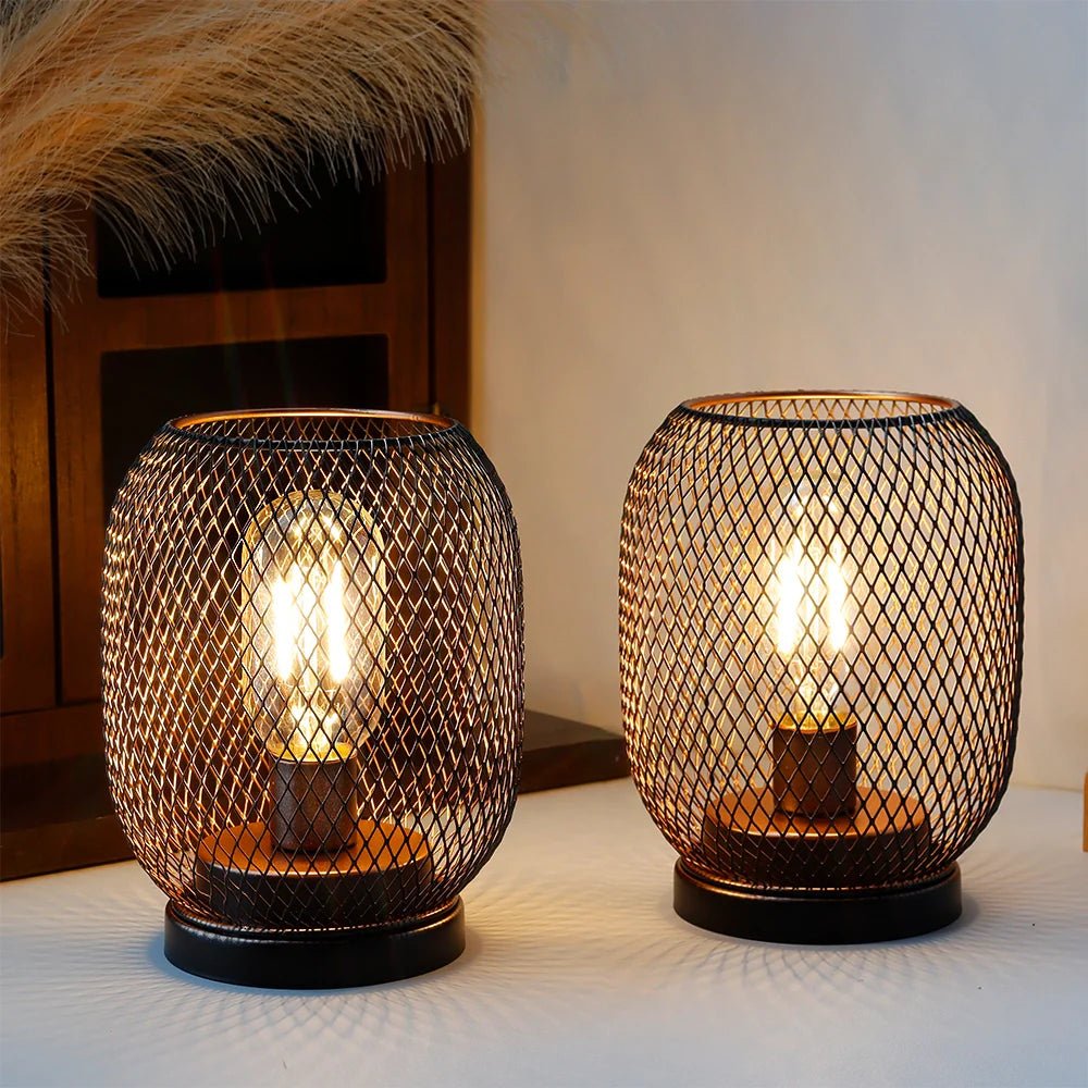 Set of 2 Tall Battery Powered Outdoor Table Lamp - Dynamic Power Supply - Battery operated lamps
