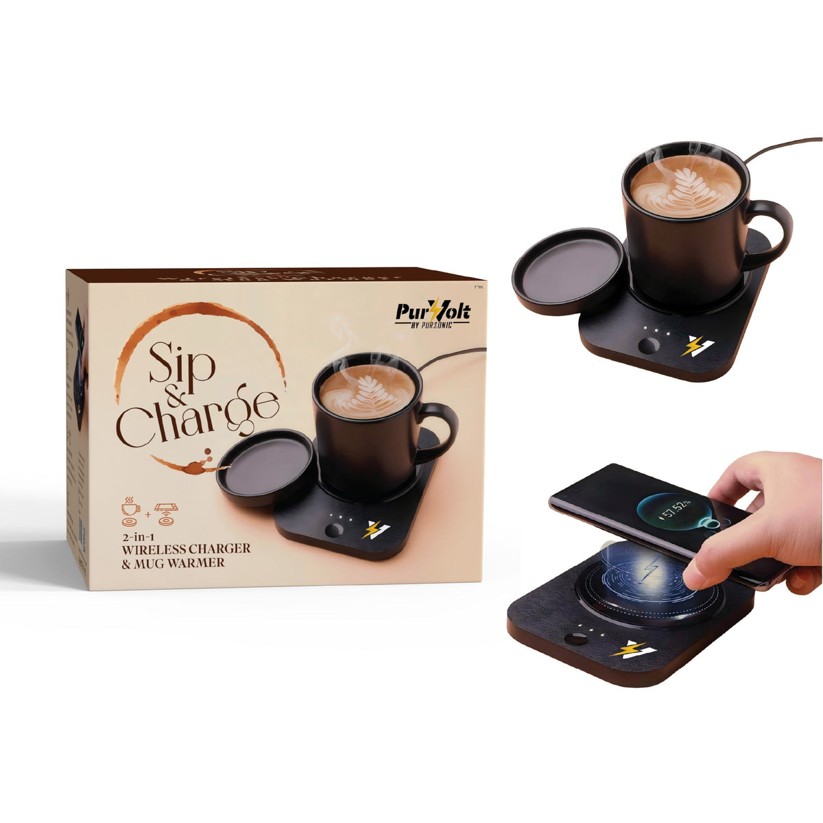 Sip & Charge 2-in-1 Wireless Charger & Mug Warmer - Dynamic Power Supply - Electronics
