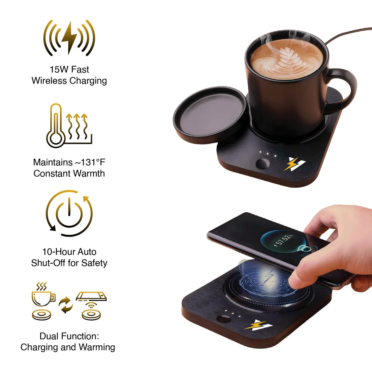 Sip & Charge 2-in-1 Wireless Charger & Mug Warmer - Dynamic Power Supply - Electronics