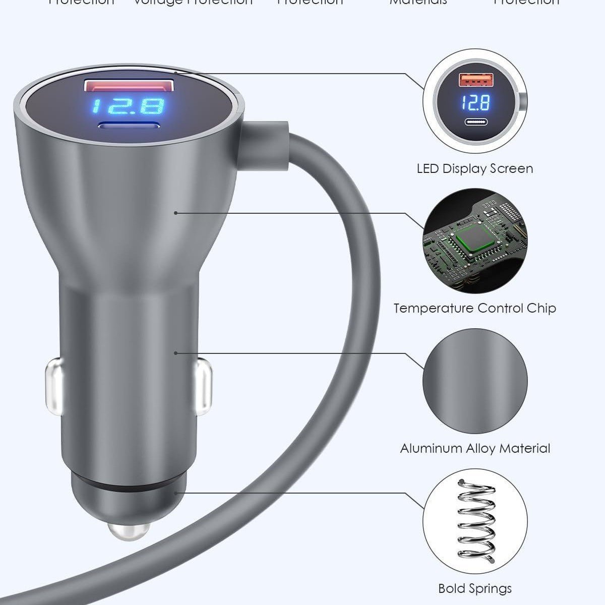 Starlink Mini Car Charger with Digital Display | 100W Type - C Power Cord - Dynamic Power Supply - Starlink