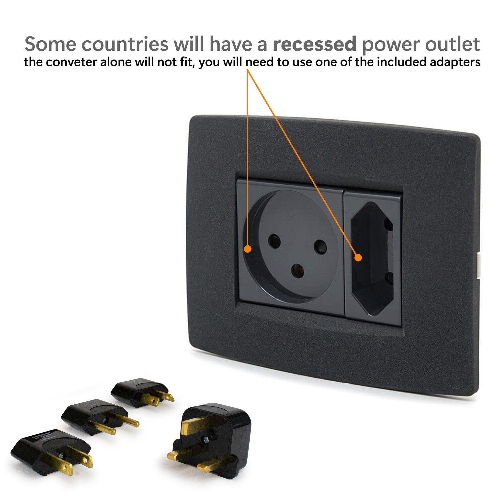 Step-Down Travel Voltage Converter and Adapter Kit with Pouch - Dynamic Power Supply - Power Adapter