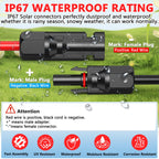 Vansdon 10 AWG Solar Panel Extension Cable Set – MC4 Male & Female Connectors, IP67 Waterproof, UV Resistant, Tinned Copper PV Cable - Dynamic Power Supply - Solar panel cables