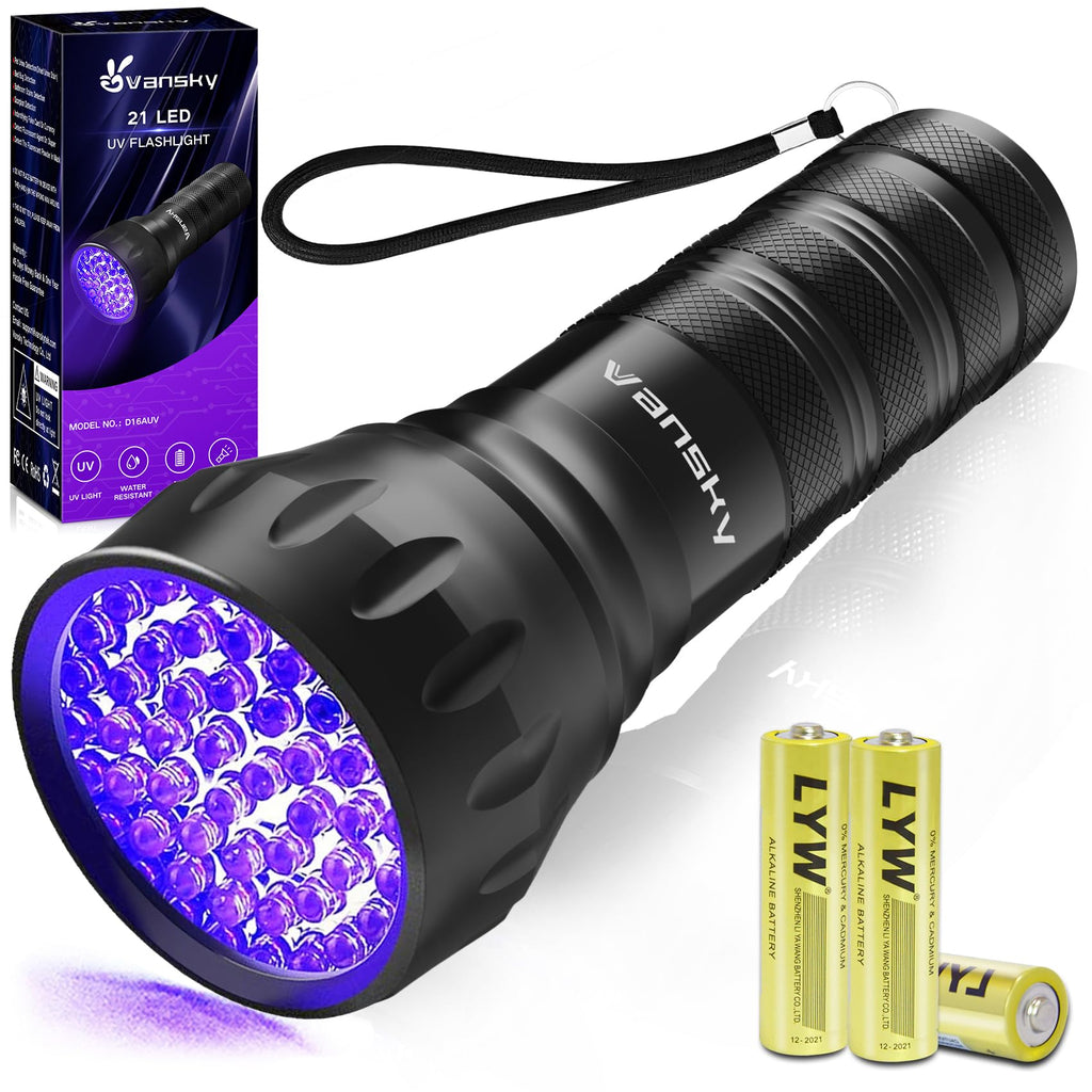 Vansky Black Light UV Flashlight, Upgraded 51 LED 395nm Blacklight Pet Urine Detector for Dog/Cat Urine, Dry Stains, Bed Bug, Matching with Pet Odor Eliminator(Batteries are Included) - Dynamic Power Supply - 